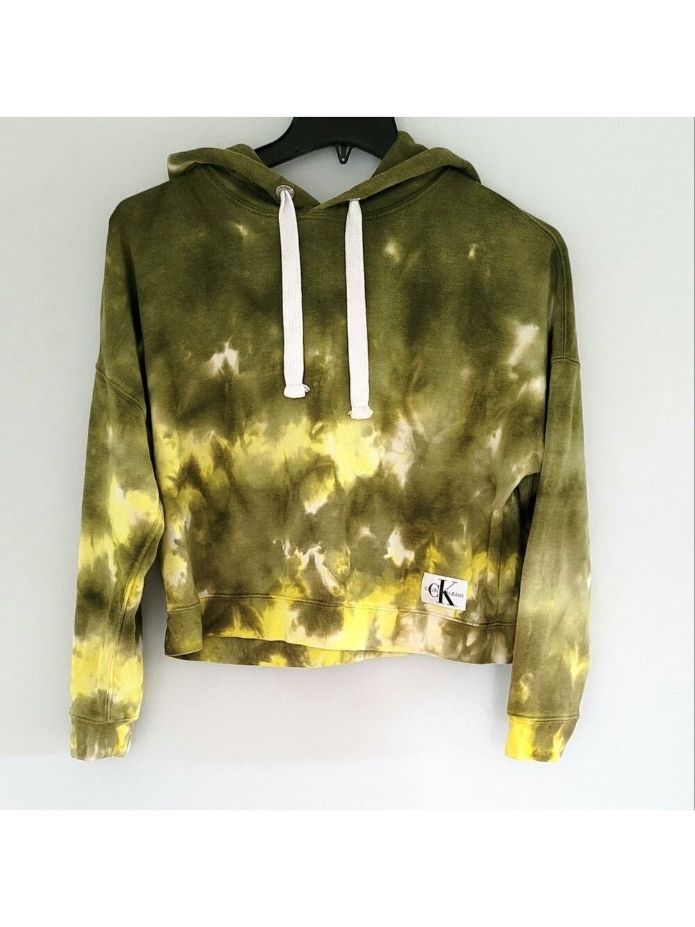 Calvin Klein Jeans Juniors Petite Tie-Dyed Hooded Crop Sweatshirt Size S
